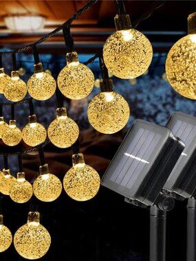 Solar String Lights Outdoor Waterproof LED Globe Fairy Lights Patio Garden Decor